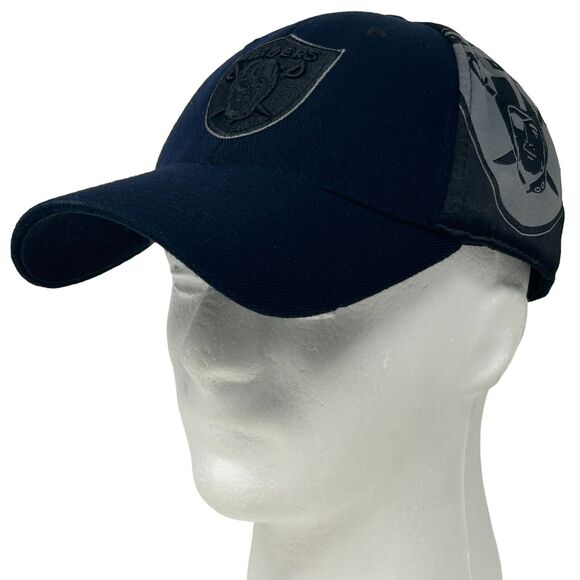 Las Vegas Raiders Hat Baseball Cap Flex Fitted OSFA NFL Reebok One Fit Navy Blue - Picture 1 of 13